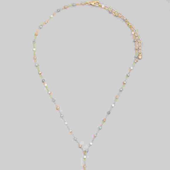 Dainty Chain Beaded Crescent Moon Pe - Picture 2 of 3